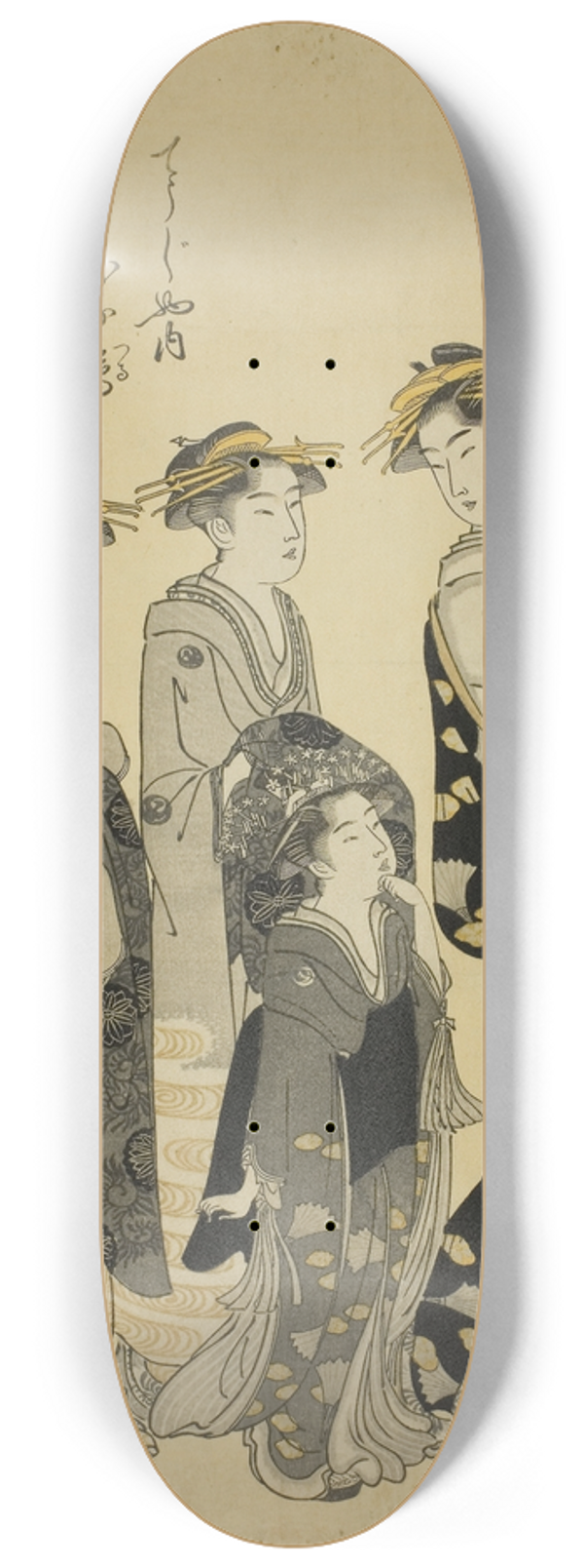 Chbunsai Eishi - The Courtesan Hinazuru of the Chojiya with her Attendants, from the series Edo Purple in the Pleasure Quarters (Seiro Edo murasaki) 8.25 inch art skate deck