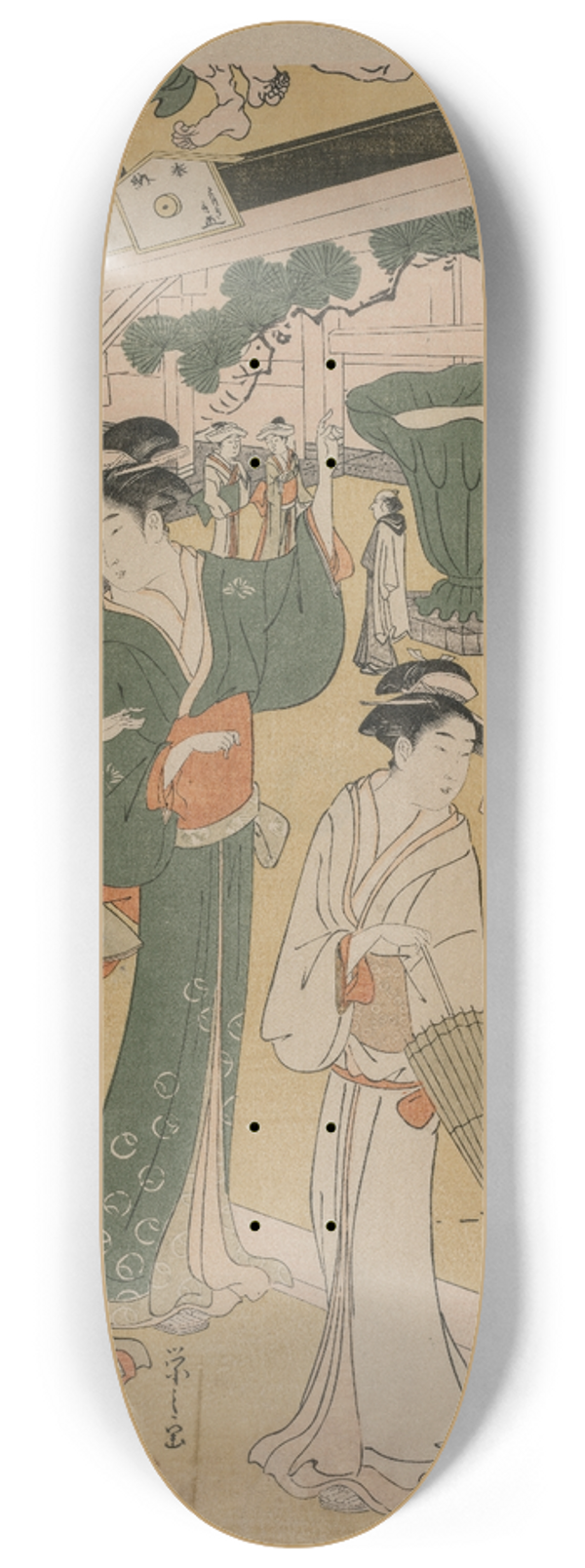 Chbunsai Eishi - Women Visiting a Tea Stall on the Precincts of a Temple 8.25 inch art skate deck