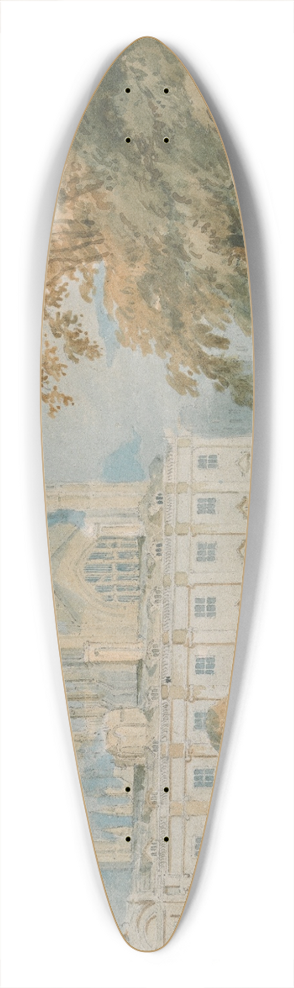 Joseph Mallord William Turner - Clare Hall and Kings College Chapel, Cambridge, from the Banks of the River Cam 39.3 inch art pintail longboard deck