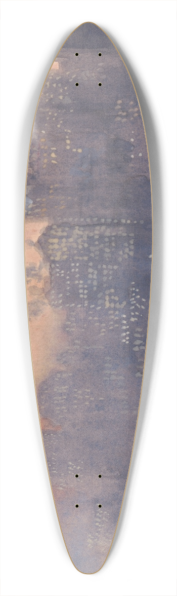 Joseph Pennell - New York City harbor and skyline at night 39.3 inch art pintail longboard deck