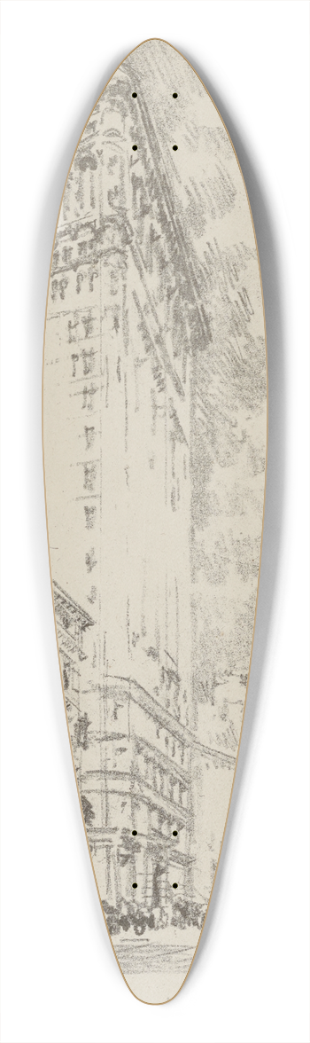 Joseph Pennell - The Flat Iron 39.3 inch art pintail longboard deck