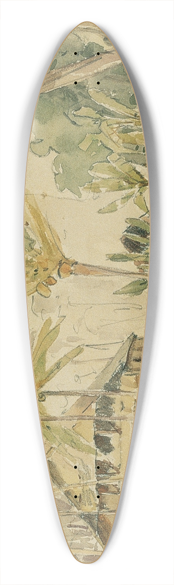 Joseph Selleny - Haus des Roankiddi-Huptlings auf der Insel Puinipet (Ponape), Caroline Islands 39.3 inch art pintail longboard deck