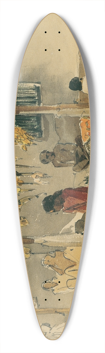 Joseph Selleny - Hhnerhndler in Point de Galle auf Ceylon (Sri Lanka) 39.3 inch art pintail longboard deck