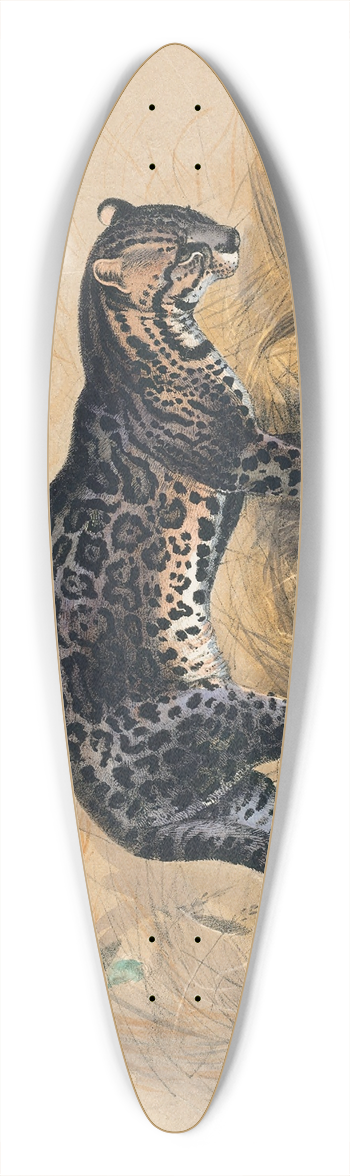 Joseph Wolf - The Painted Ocelot 39.3 inch art pintail longboard deck