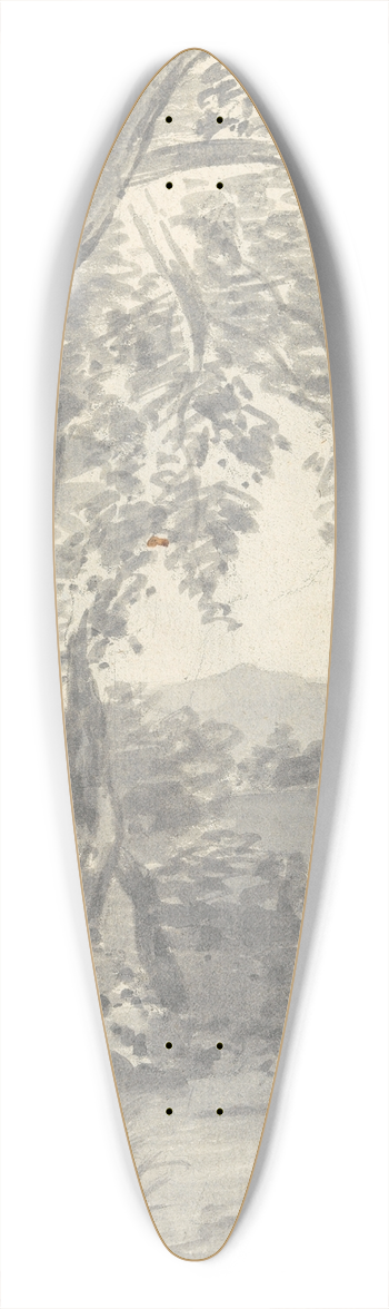 Joseph Wright of Derby - Landscape with Trees and Distant Hills 39.3 inch art pintail longboard deck