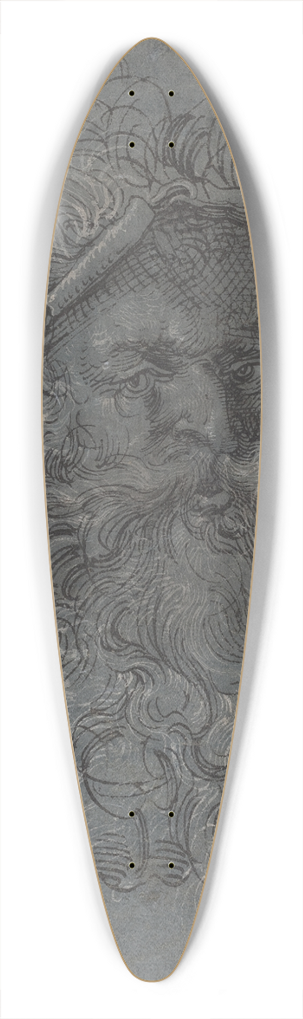 Jost Amman - Head of a Bearded Man 39.3 inch art pintail longboard deck