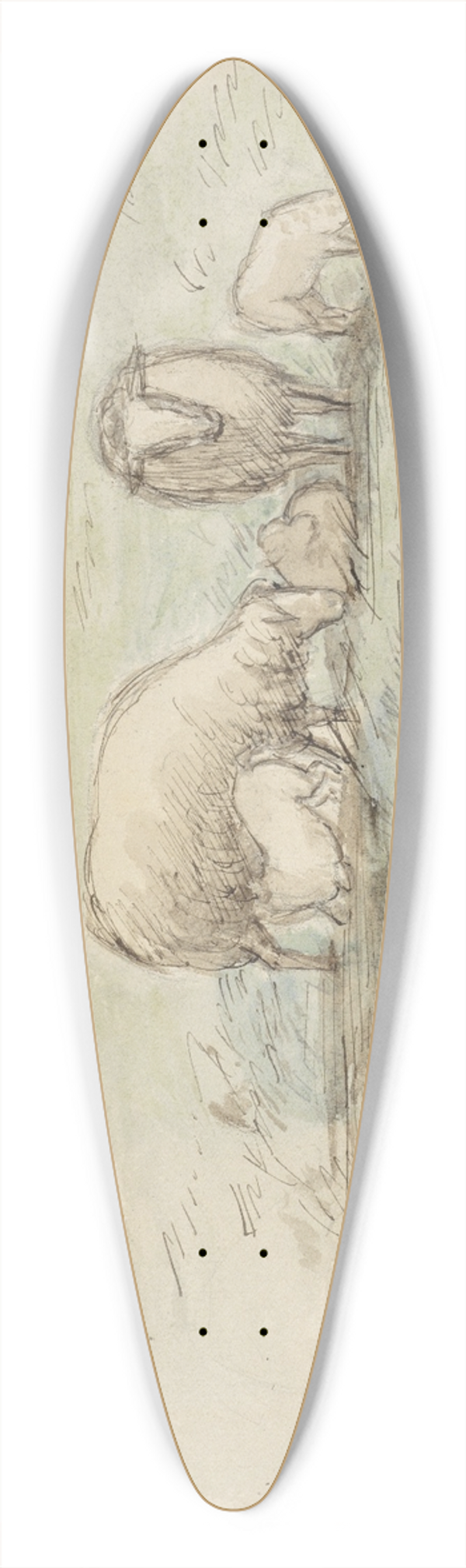 Jozef Israls - Schapen in een weide 39.3 inch art pintail longboard deck