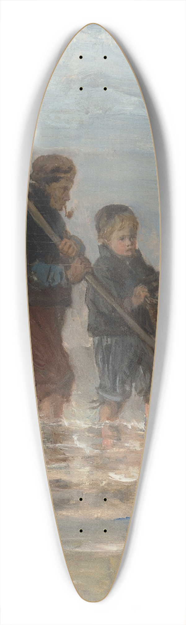 Jozef Israls - Two Children Wading 39.3 inch art pintail longboard deck