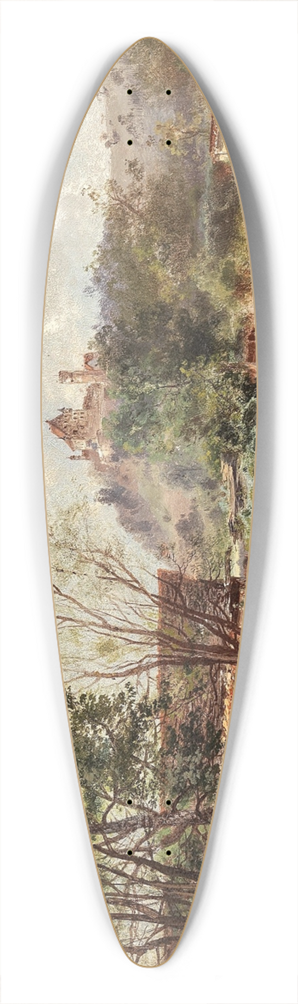 Jozsef von Molnar - A Summer Day by the River 39.3 inch art pintail longboard deck