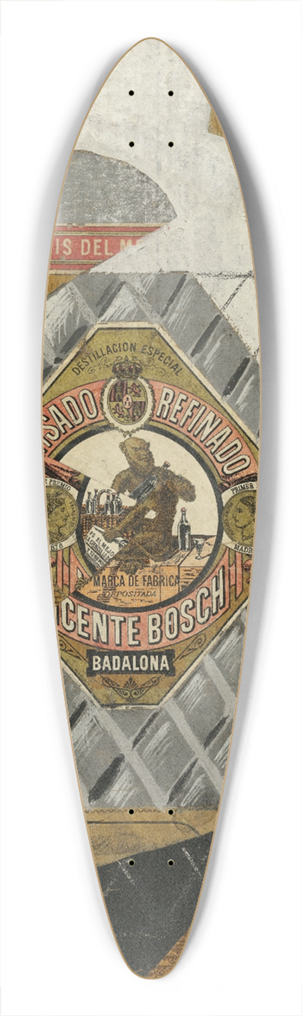 Juan Gris - The Bottle of Ans del Mono 39.3 inch art pintail longboard deck