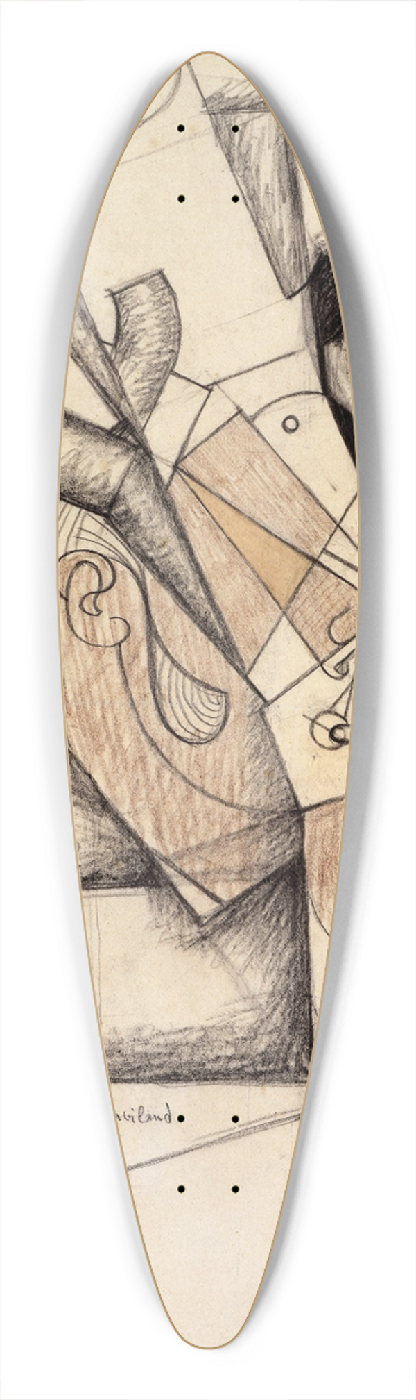 Juan Gris - The Smoker II 39.3 inch art pintail longboard deck