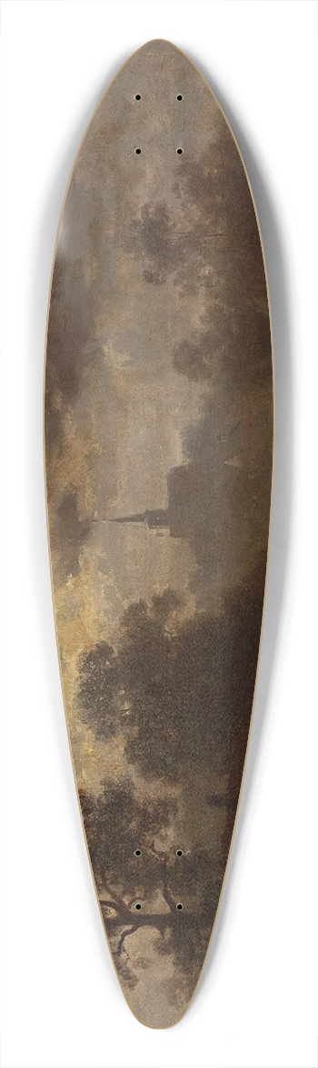 Jules Dupr - Landscape by moonlight 39.3 inch art pintail longboard deck