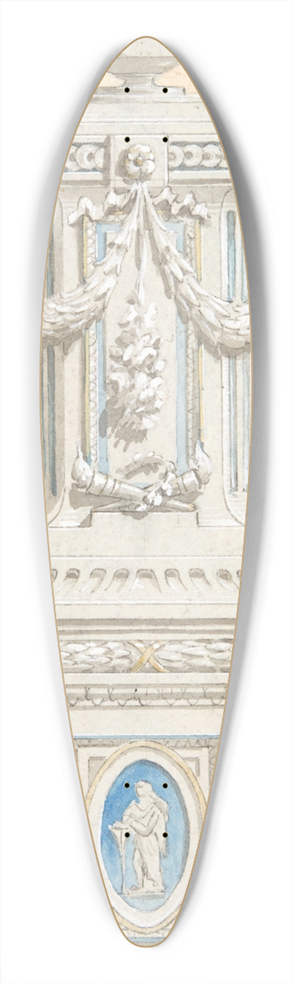 Jules-Edmond-Charles Lachaise - Design for an ornamented stone pedastal surmounted by an urn 39.3 inch art pintail longboard deck