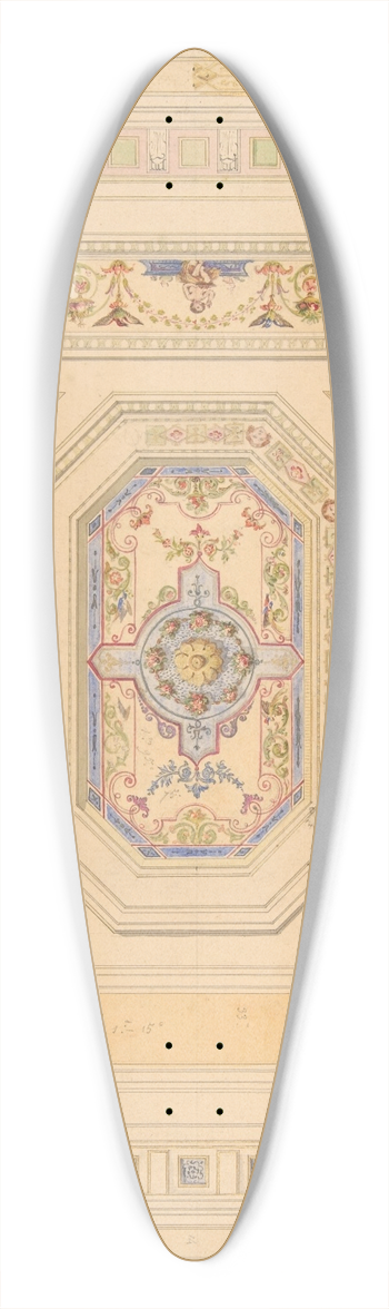 Jules-Edmond-Charles Lachaise - Design for a paneled ceiling painted with putti, birds, and floral motifs 39.3 inch art pintail longboard deck