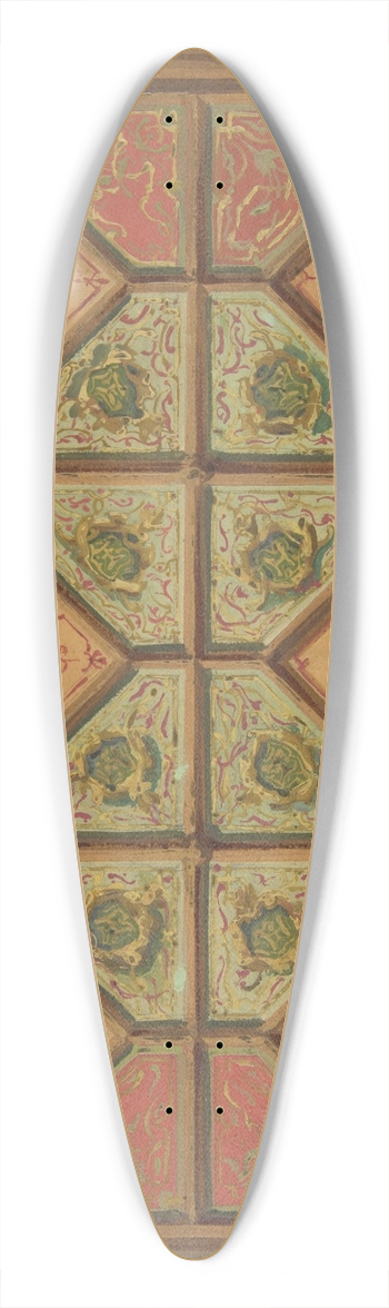 Jules-Edmond-Charles Lachaise - Design for the painted decoration of a coffered ceiling incorporating the initial; H 39.3 inch art pintail longboard deck