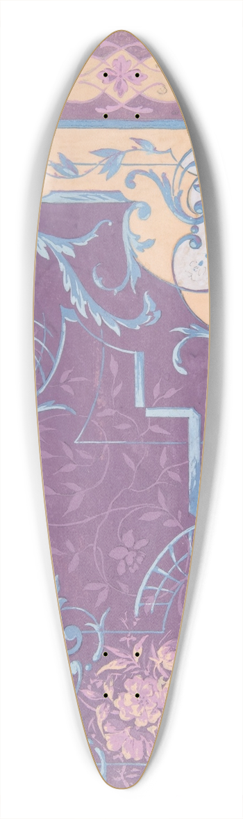 Jules-Edmond-Charles Lachaise - Wallpaper design featuring bouquets of roses, strapwork, and rinceaux 39.3 inch art pintail longboard deck