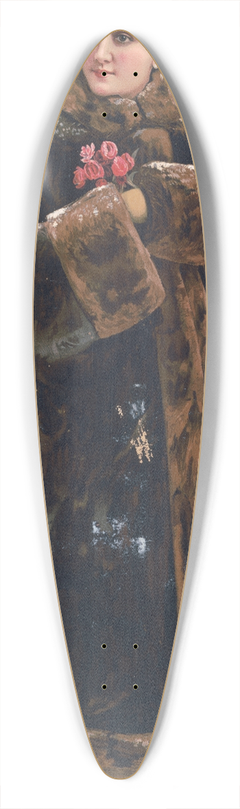 Julius Bien - Woman in fur coat with muff 39.3 inch art pintail longboard deck