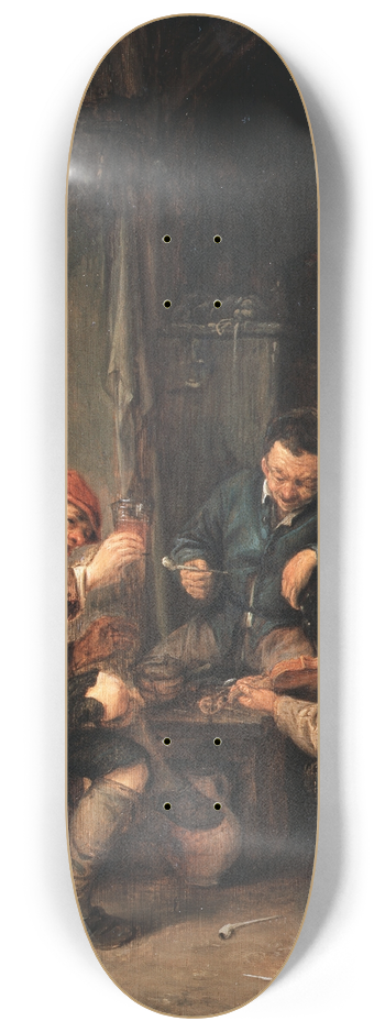 Adriaen van Ostade - Three Peasants at an Inn 8.25 inch art skate deck