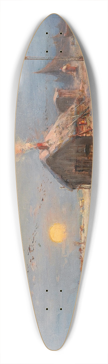 Julius Sergius Klever - A fishing village on the Baltic coast 39.3 inch art pintail longboard deck