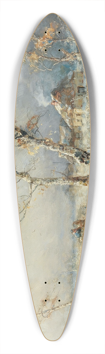 Julius Sergius Klever - A Storm in a Snow Landscape 39.3 inch art pintail longboard deck