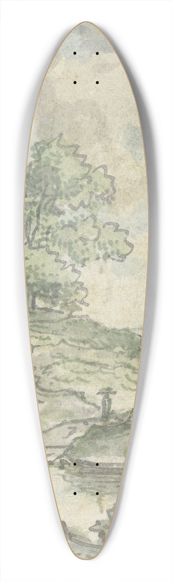 Jurriaan Andriessen - Landschap met ronde tempel 39.3 inch art pintail longboard deck