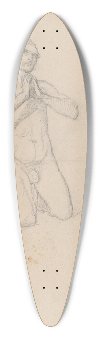 Jzef Simmler - Nude sketch to the figure of St. Matthias to the painting Martyrdom of St. Matthias 39.3 inch art pintail longboard deck