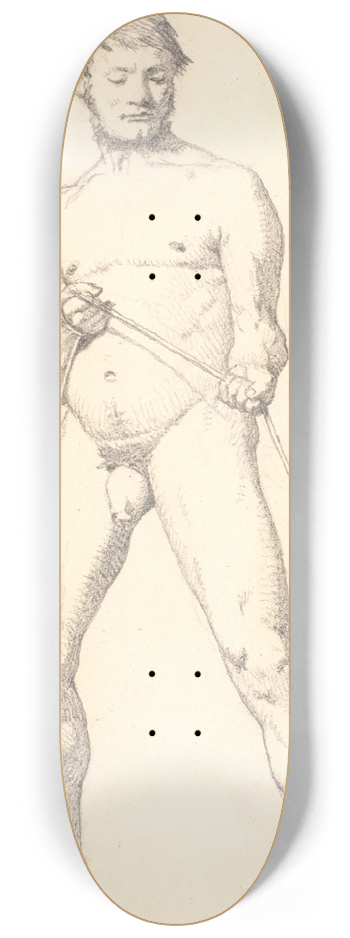 Christen Kbke - Stende mandlig akademimodel med et tov 8.25 inch art skate deck