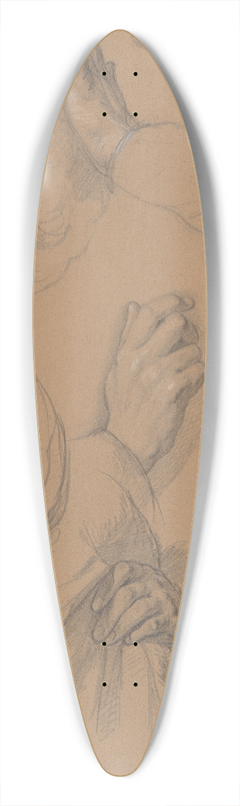 Jzef Simmler - Sketch of head and studies of hands of Gniewosz of Dalewice; studies of Jagieos hands for the painting Queen Jadwigas Oath 39.3 inch art pintail longboard deck