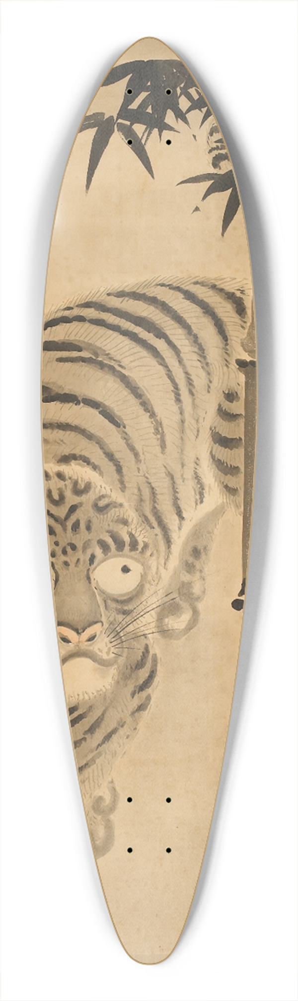 Kan Tsunenobu - Tiger Emerging from Bamboo 39.3 inch art pintail longboard deck