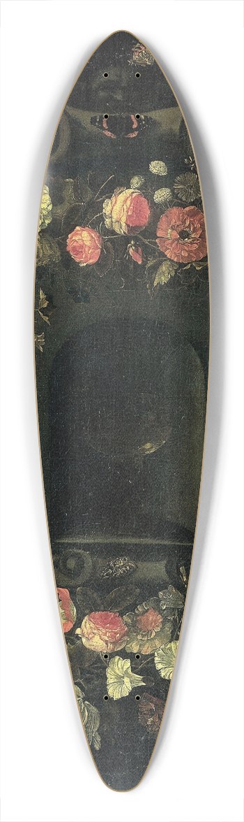 Karel Batist - Wreath of Flowers encircling a Niche 39.3 inch art pintail longboard deck