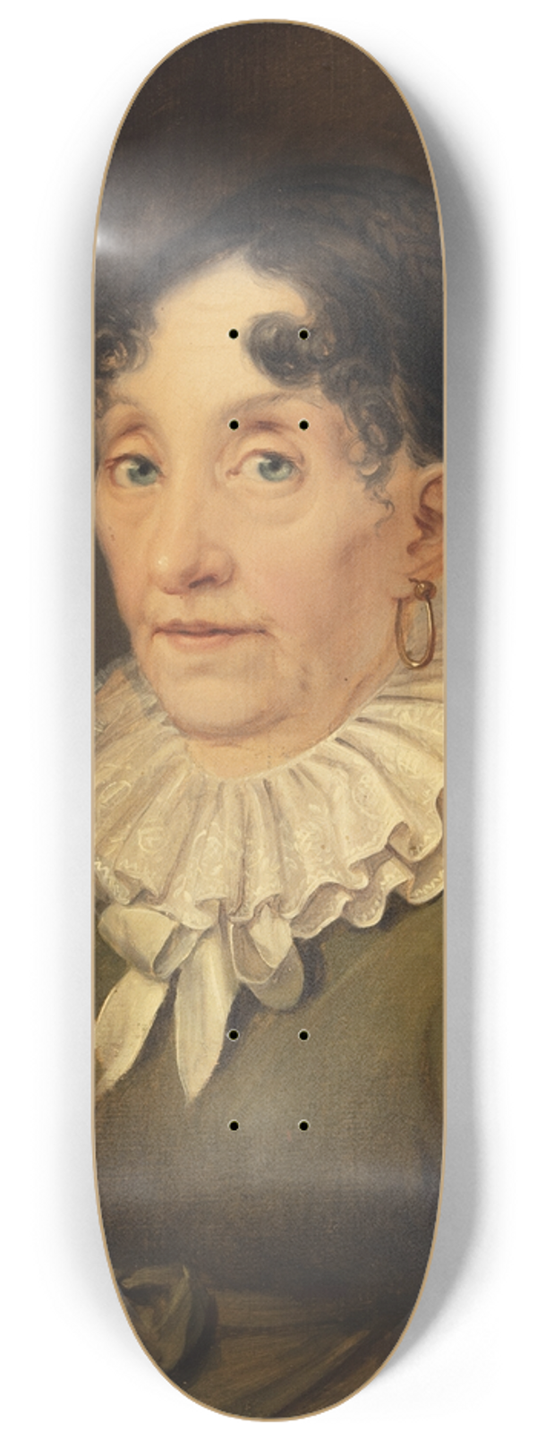 Christian August Lorentzen - Portrt af kvinde med rering og pibekrave 8.25 inch art skate deck