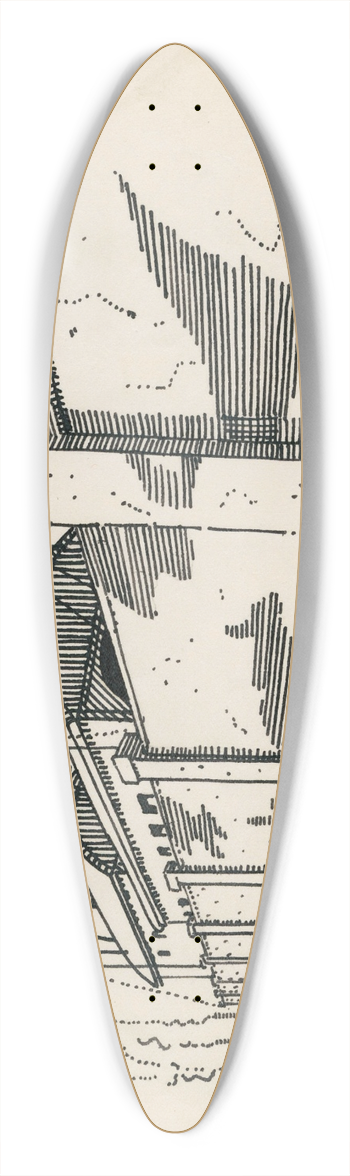 Karl Wiener - Ohne Titel (Fabrik mit rauchenden Schloten hinter Mauer) 39.3 inch art pintail longboard deck