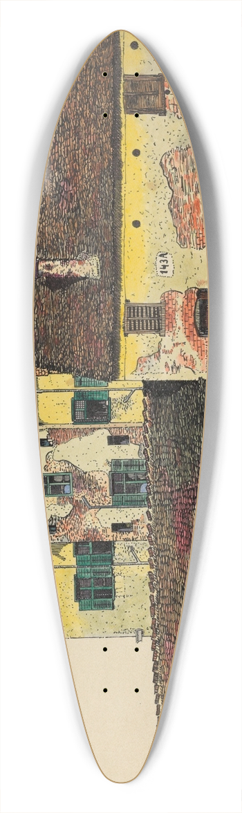 Karl Wiener - Ohne Titel (Huser mit Holzscheune) 39.3 inch art pintail longboard deck