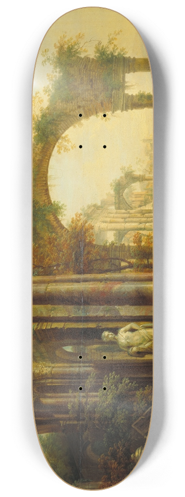 Christian Georg Schtz the elder - Landscape with Ancient Ruins and Two Pack Mules 8.25 inch art skate deck