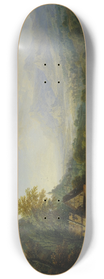 Christian Georg Schtz the elder - Landscape with River 8.25 inch art skate deck