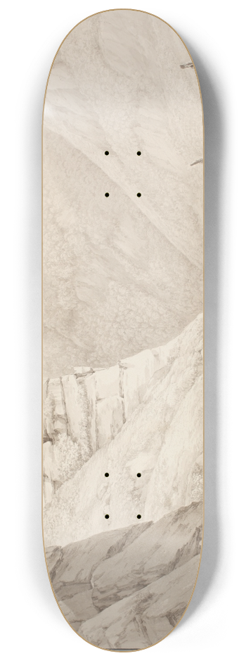 Christian Georg Schtz the Younger - Blick in das Rheintal bei Sankt Goarshausen, im Vordergrund Fischerboote mit Netzen 8.25 inch art skate deck