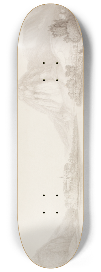 Christian Georg Schtz the Younger - Blick in das Rheintal mit Kloster Nonnenwerth, dem Drachenfels und Rolandseck 8.25 inch art skate deck