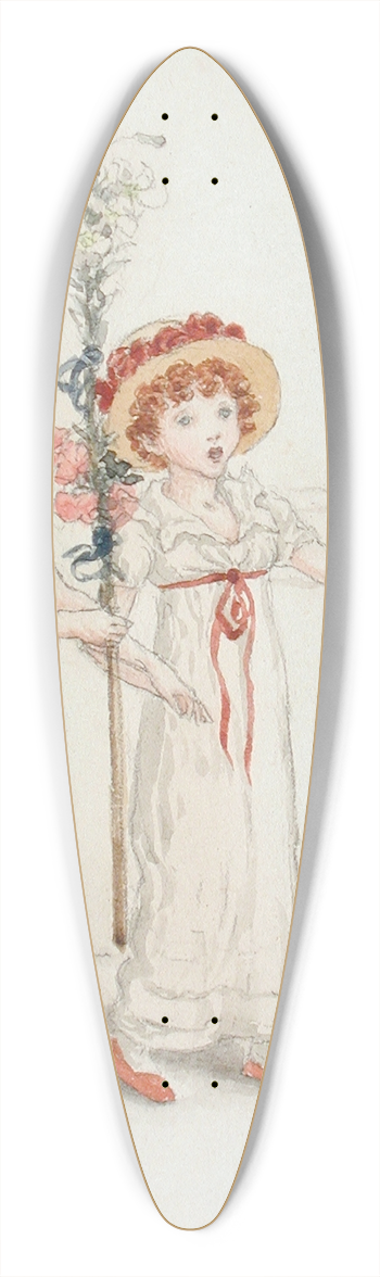 Kate Greenaway - Two Children with Staffs 39.3 inch art pintail longboard deck