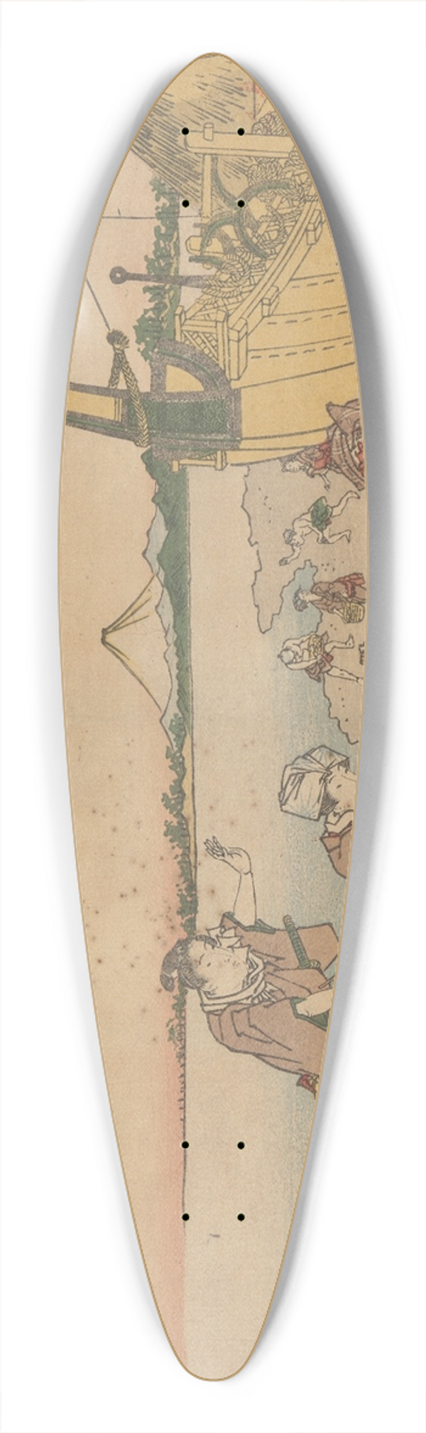 Katsukawa Shunch - Scene on Beach 39.3 inch art pintail longboard deck