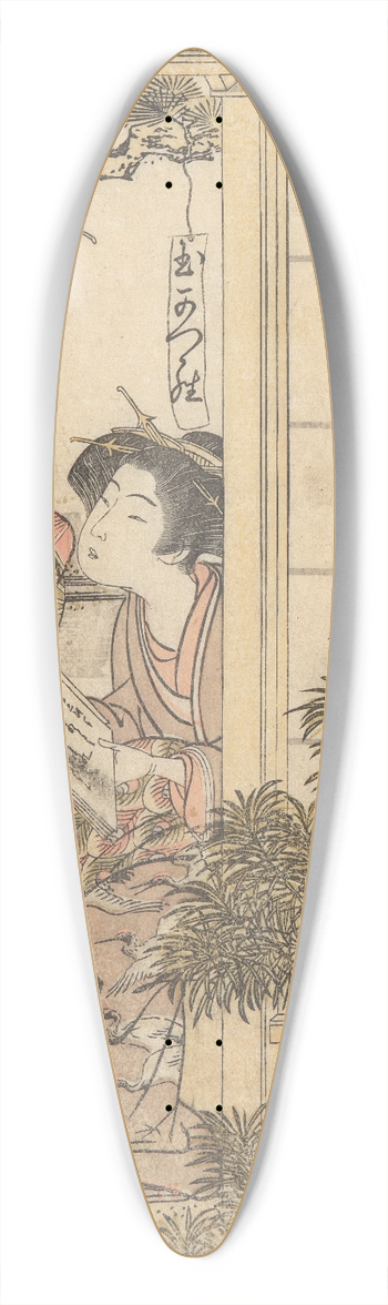Katsukawa Shunch - Two Women of the Greenhouses with a Book of Poems 39.3 inch art pintail longboard deck