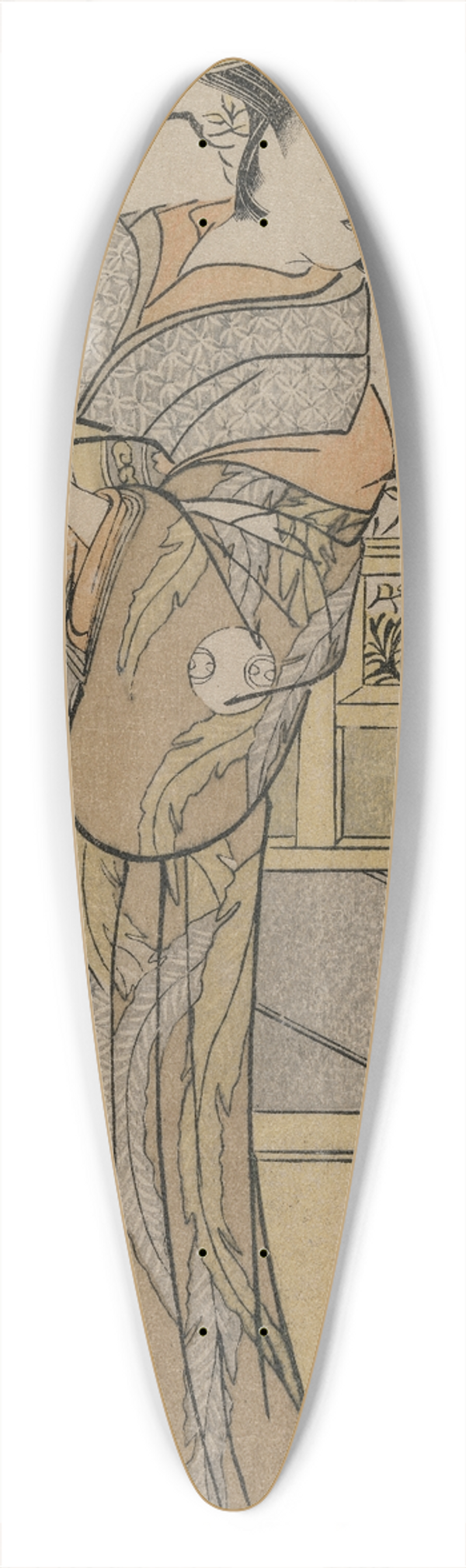 Katsukawa Shunk - Arashi Murajiro as a Courtesan Holding a Letter 39.3 inch art pintail longboard deck