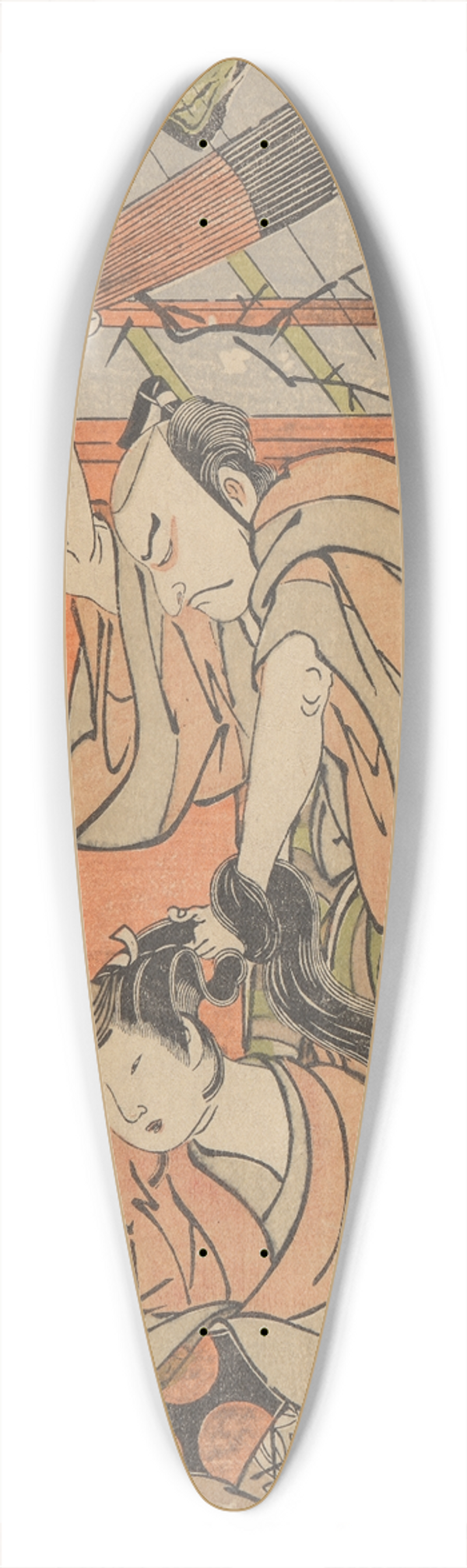 Katsukawa Shunsh - Actors Nakamura Nakazo I and Yamashita Kinsaku II 39.3 inch art pintail longboard deck