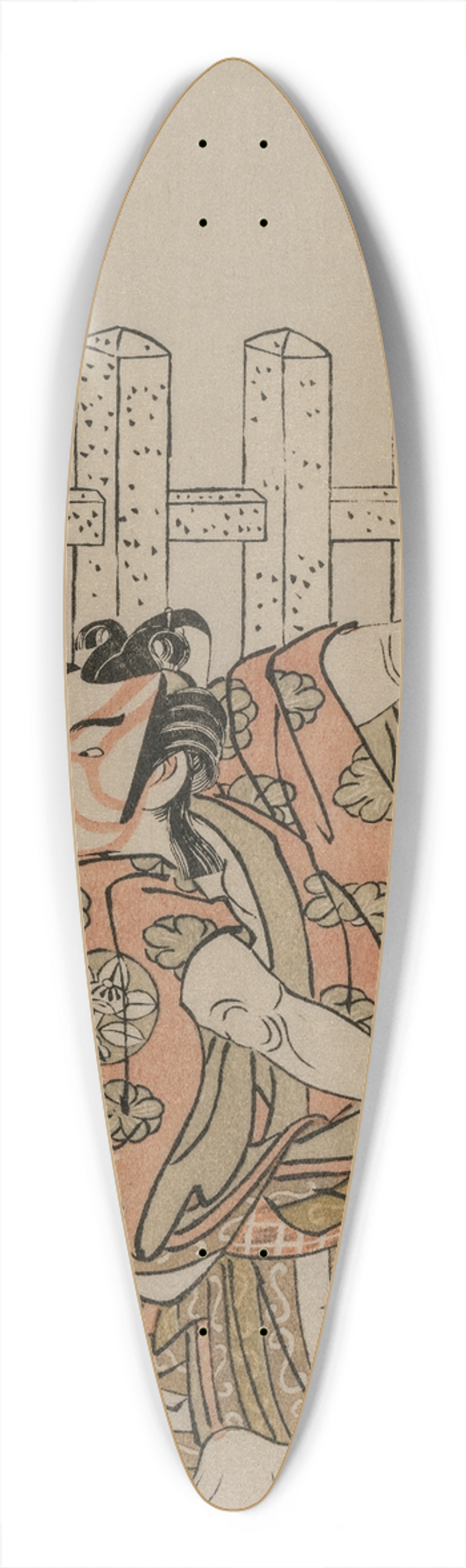 Katsukawa Shunsh - Ichimura Uzaemon IX as Umeomaru 39.3 inch art pintail longboard deck