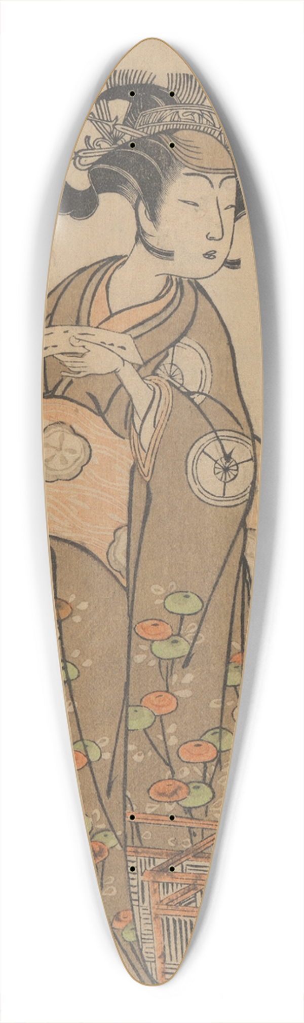Katsukawa Shunsh - One of the Segawas Holding a Letter 39.3 inch art pintail longboard deck