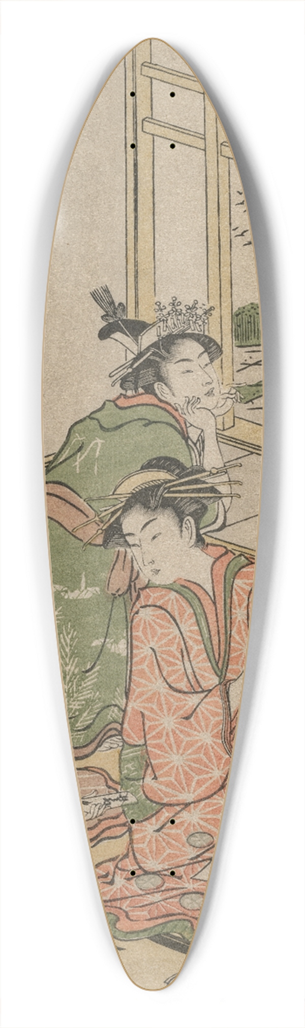 Katsukawa Shunzan - Courtesans at Leisure from the series The Six Immortal Poets 39.3 inch art pintail longboard deck