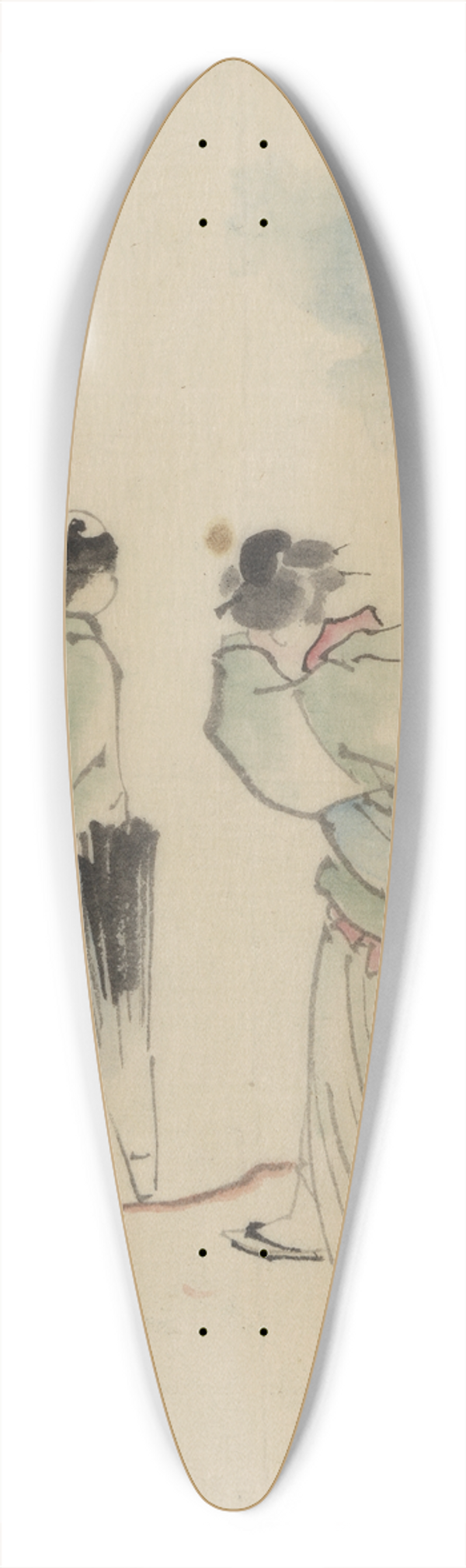 Katsushika Hokusai - A man and a woman, seen from behind, are looking to where the man is pointing with his left arm 39.3 inch art pintail longboard deck