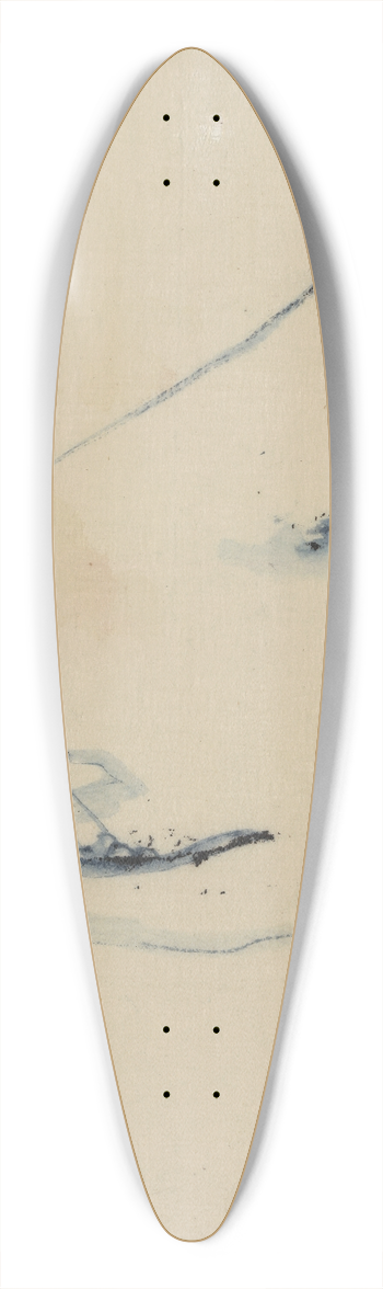 Katsushika Hokusai - A person in a small boat on a river with Mount Fuji in the background 39.3 inch art pintail longboard deck