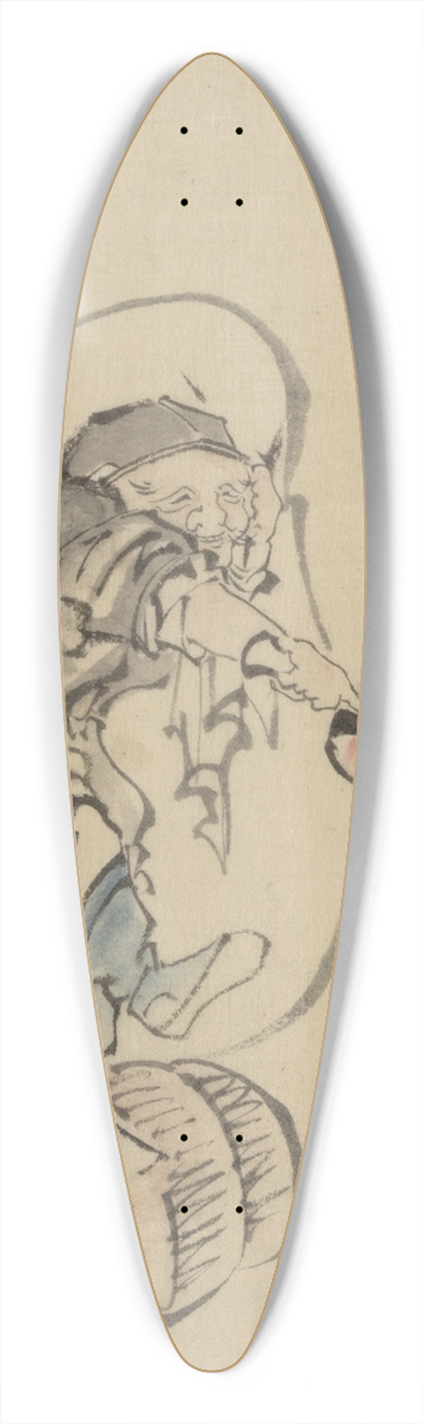Katsushika Hokusai - Hotei, the god of good fortune 39.3 inch art pintail longboard deck