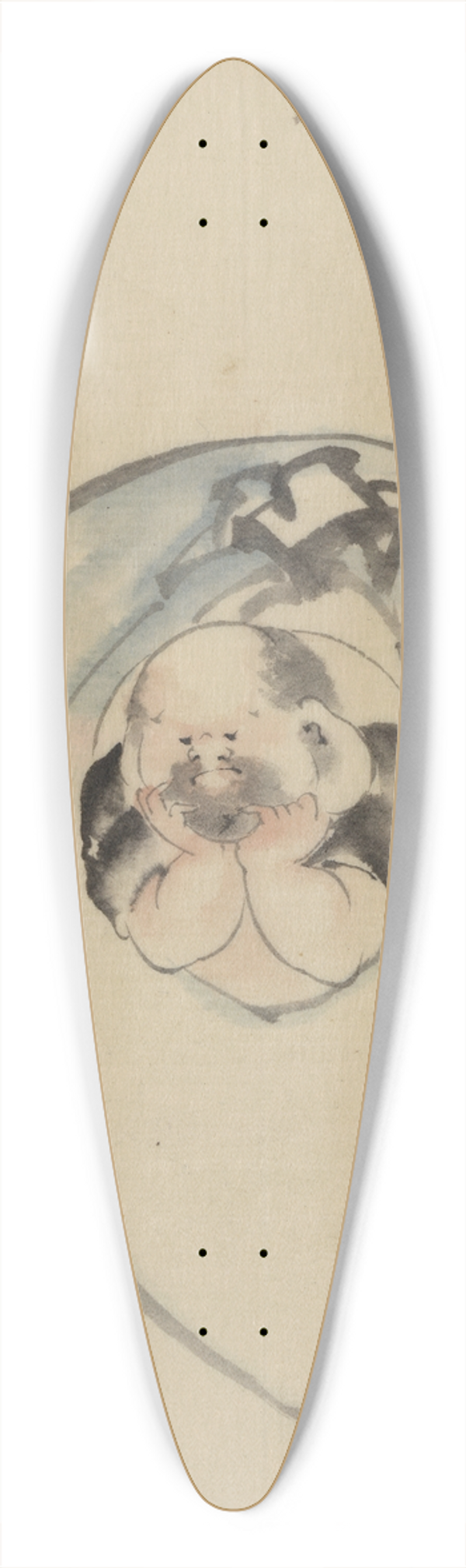 Katsushika Hokusai - Hotei, the god of good fortune, one of the seven lucky gods, facing front with his head resting on his hands 39.3 inch art pintail longboard deck