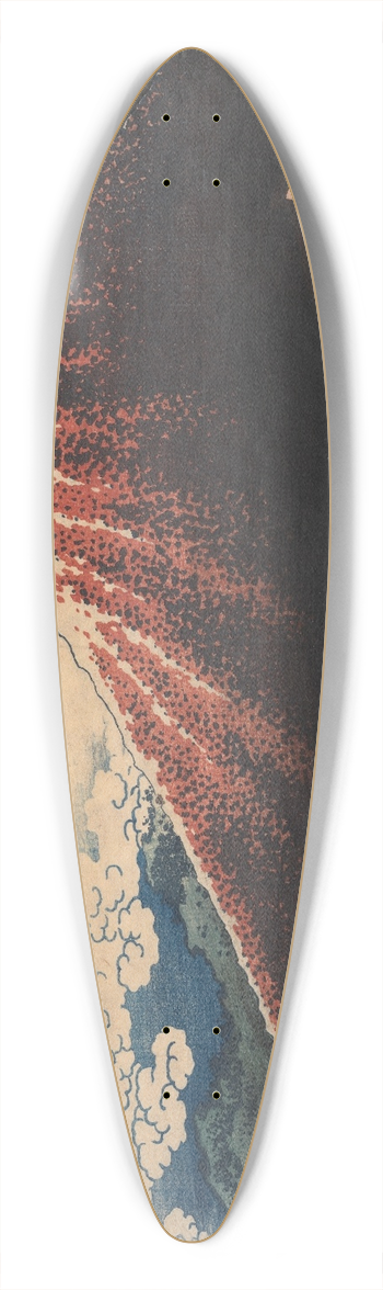 Katsushika Hokusai - Rain Below the Mountain (from the series Thirty-six Views of Mt. Fuji) 39.3 inch art pintail longboard deck